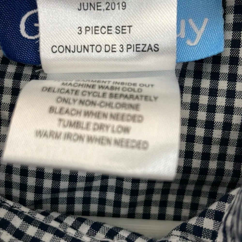 Great Guy navy blue and white checkered/gingham button down shirt - Picture 4 of 4